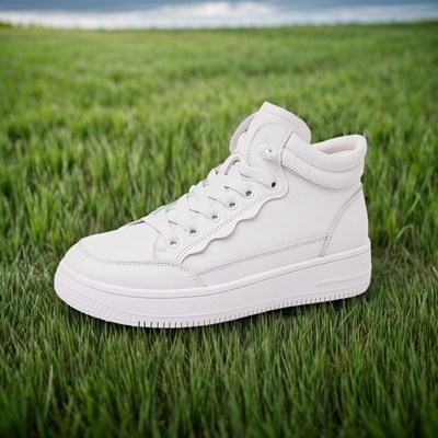 头层牛皮高帮鞋h子女款韩版厚底休闲板鞋学院风小白鞋加绒真皮女