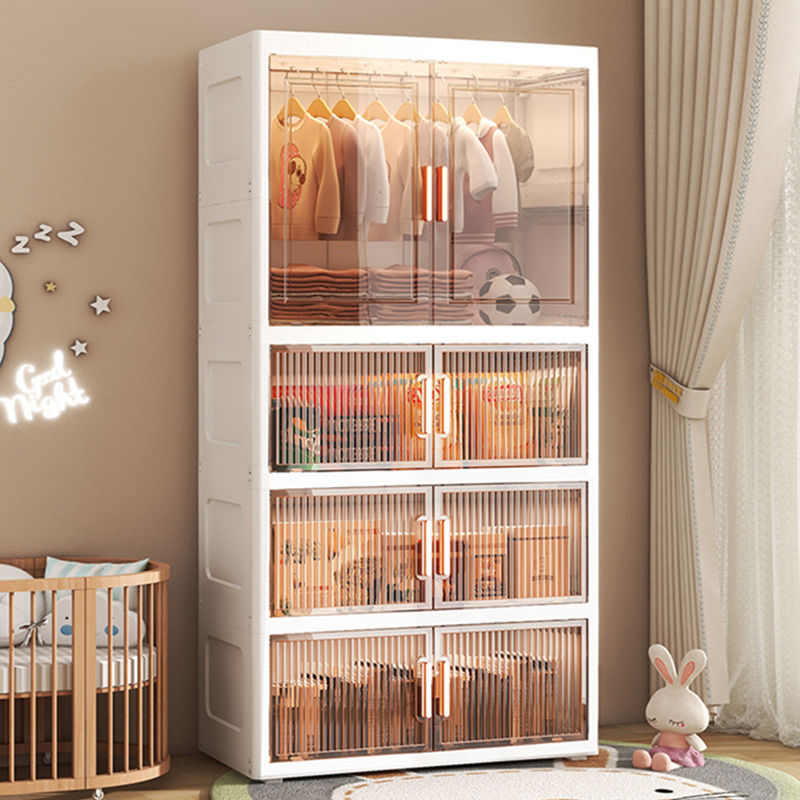 收纳柜子双开门置物柜家用宝宝儿童衣柜整理置物架多层塑料储物柜