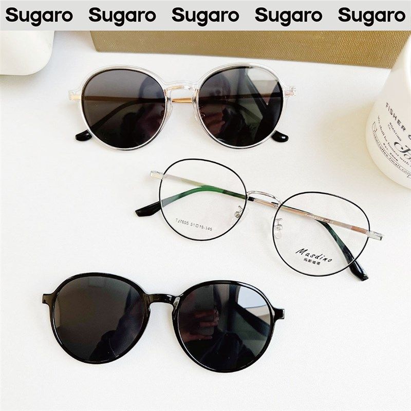 51mm韩版时尚金属磁吸圆框眼镜男女可配防蓝光近视度数送墨镜夹片