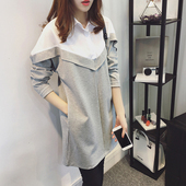 春装 托T腹裤 套装 时尚 孕妇装 孕妇上衣衬衫 2023新款 长袖 连衣裙两件