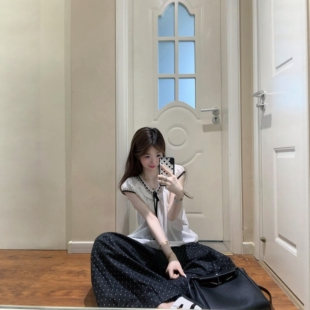 韩版慵懒风波点衬衫女2026夏季简约休闲百搭宽松百搭白色上衣休闲
