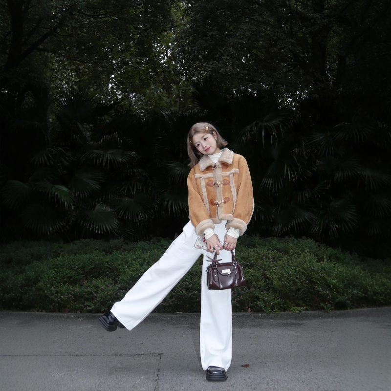 美式复古风麂皮绒短外套