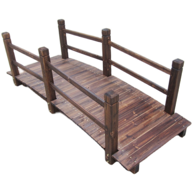 碳化实木木桥阳台小拱桥庭院花园木制小桥户外小池塘水沟走人廊桥