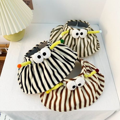 扭扭棒大眼睛儿童防晒帽男女童帽子夏季贝壳帽发箍宝宝空顶遮阳帽