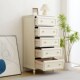 美式 实木斗柜卧室收纳柜靠墙抽屉储物柜奶油白五斗柜轻奢客厅边柜