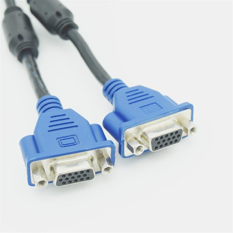 vga 一分二 电脑连接线 高清分屏器 vga一拖二分配器分频器 1分2