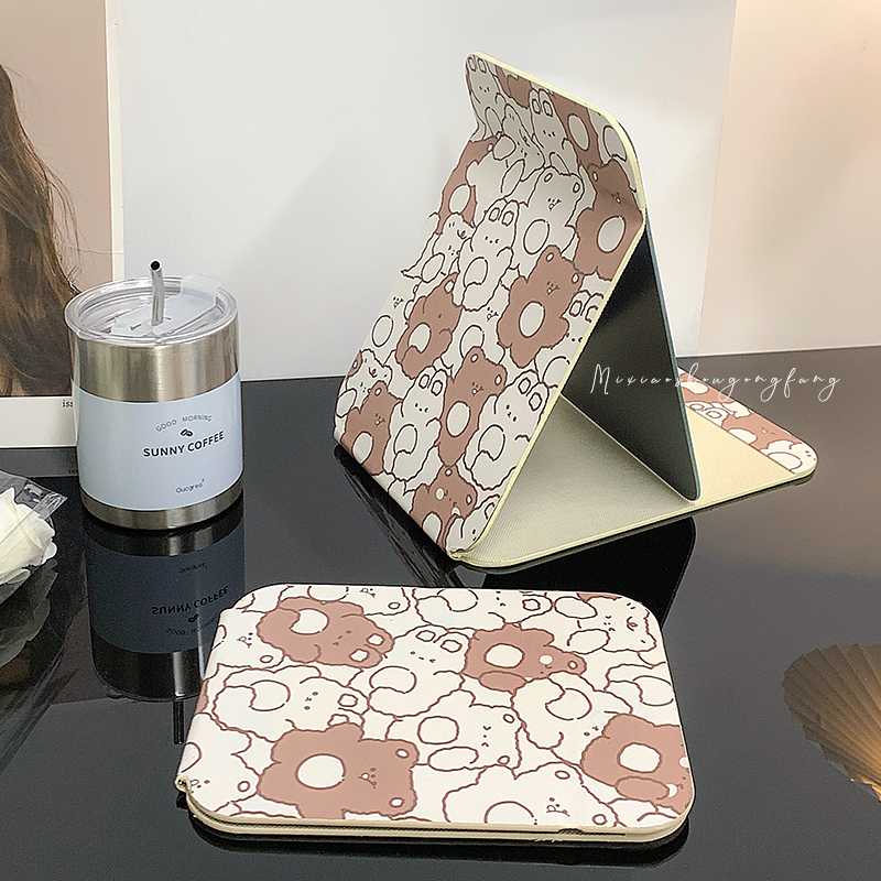 可爱折叠小镜子化妆镜学生宿舍家用便携梳妆镜公室桌面台式可立