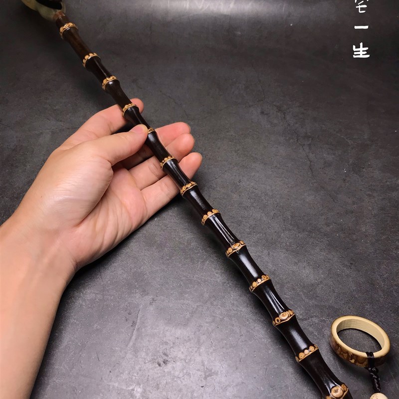 紫竹鞭牛角痒痒挠 紫竹不求人白牛角老头乐后背抓痒工具手把件