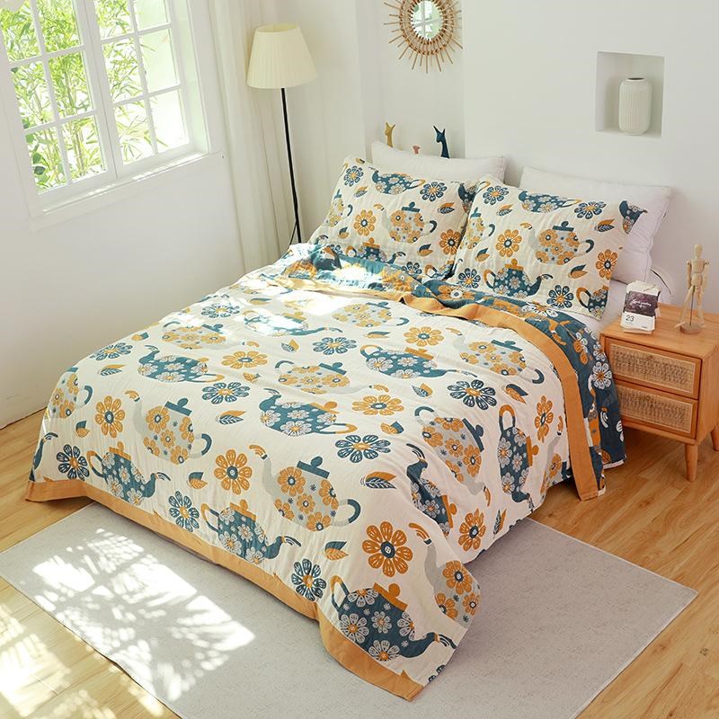 纯棉四季通用空调被沙发毯夏凉被儿童成人情侣薄款全棉毛毯午睡毯