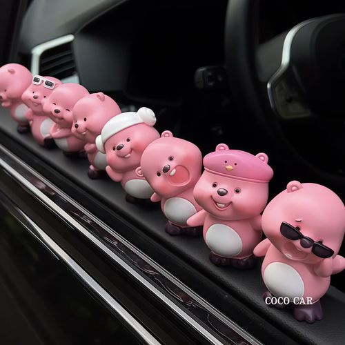 可爱loopy汽车摆件车内装饰品中控台小海M狸开心日常露比公仔女生