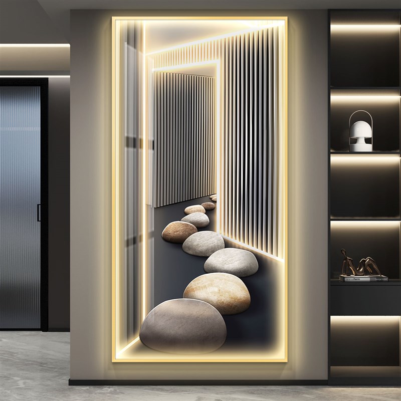 轻奢led带灯入户玄关装饰画走廊过道挂画简约现代高级感空间壁画