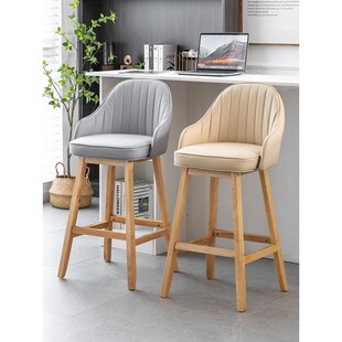 实木吧台椅现代简约家用岛台靠背酒吧椅欧式轻奢科技高前台布厂家