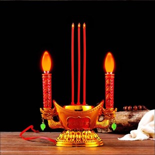 财神爷供奉灯长明灯香烛家用供香电子供祖先烛台蜡烛电子香神台灯
