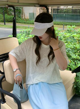 NAZ那子大码夏季冰丝棉凉感提花宽松百搭T恤胖mm短袖时尚洋气上衣