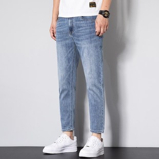 9分裤 男弹力直筒修身 子新款 潮牌休闲百搭春秋款 男士 九分裤 牛仔裤