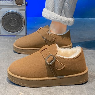 棉鞋男款冬季加绒加厚保暖勃肯雪地靴男士皮毛一体居家全包棉拖鞋