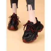 2025年春季 休闲运 为女性增加苗条时尚 新款 系带容易匹配厚底老爸鞋