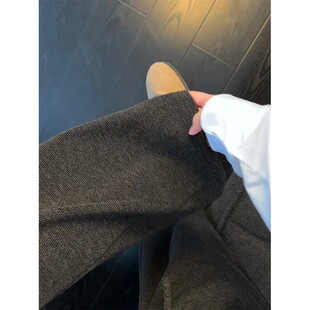 老钱风人字纹裤子男款秋冬季加绒加厚重磅卫裤慵懒松弛感休闲长裤