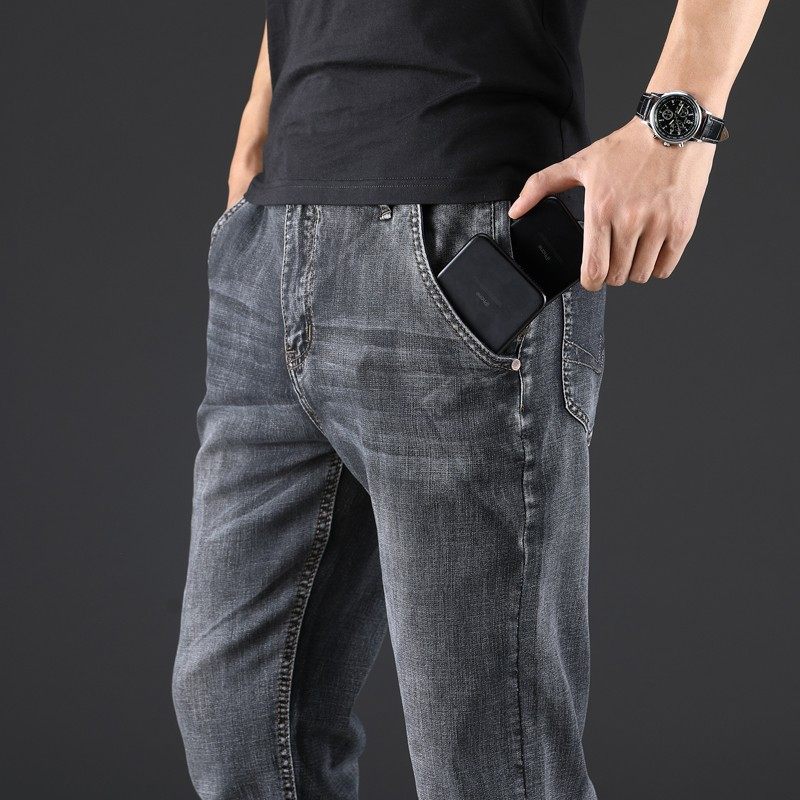 牛仔裤男大码宽松直筒高腰弹力商务休闲裤胖子加肥加大男款夏季薄