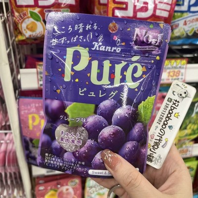 日本甘乐pure心形果汁夹心软糖弹力水果口味爱心糖果儿童休闲零食