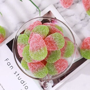 宝奴咪酸糖橡皮糖酸砂彩虫小熊毛毛虫酸桃心儿童水果果汁软糖糖果