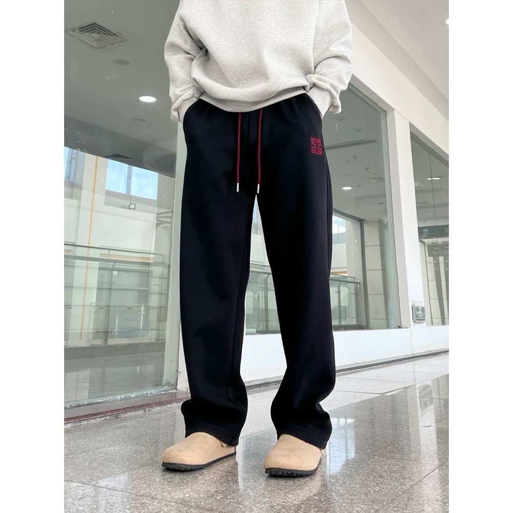 春季卫裤男2025新款潮流宽松直筒裤垂感百搭阔腿裤子男休闲裤