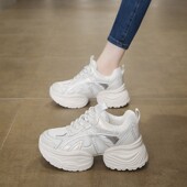 厚底老爹鞋 休闲运动跑步鞋 女2025夏季 网面透气轻便小个子增高时尚