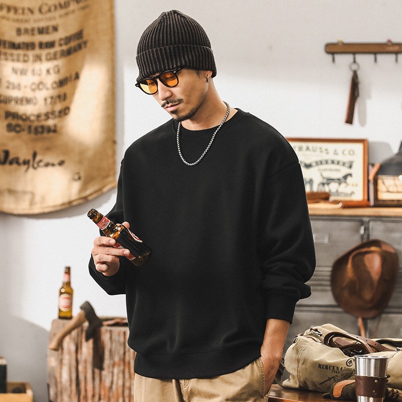 美式420g重磅卫衣男秋季潮牌宽松简约百搭上衣男士春秋款休闲外套