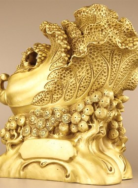 铜 白菜办公室 客厅 酒柜 书房装饰品黄铜百财 居Z家桌面摆件