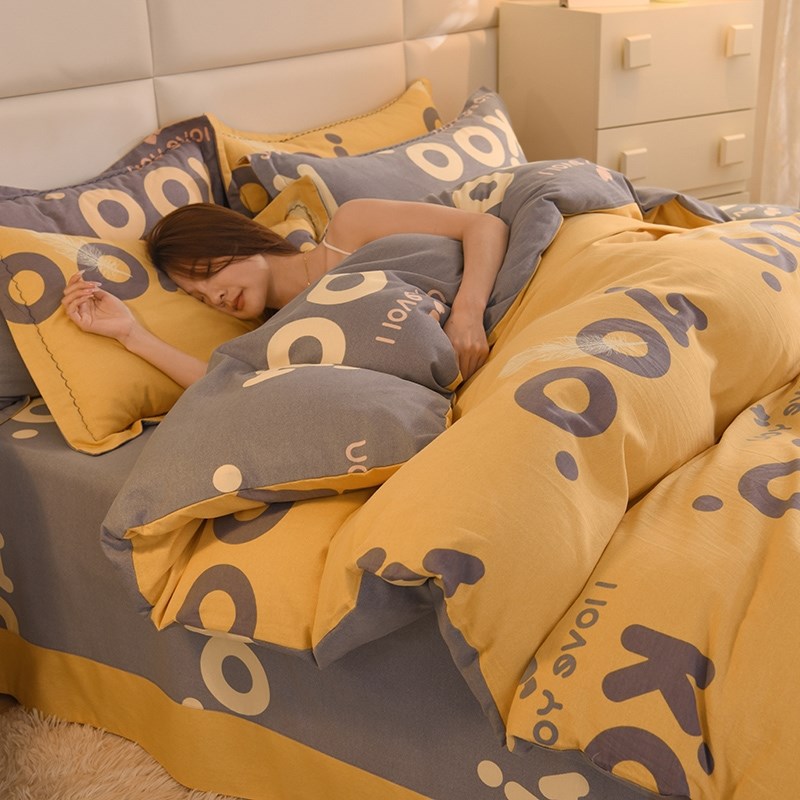 2024新款纯棉四件套100全棉磨毛加厚被套床单床笠秋冬季床上用品