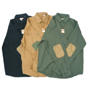 肘部补丁 日式复古做旧水洗珠帆料工装衬衫 休闲宽松长袖衬衣潮82