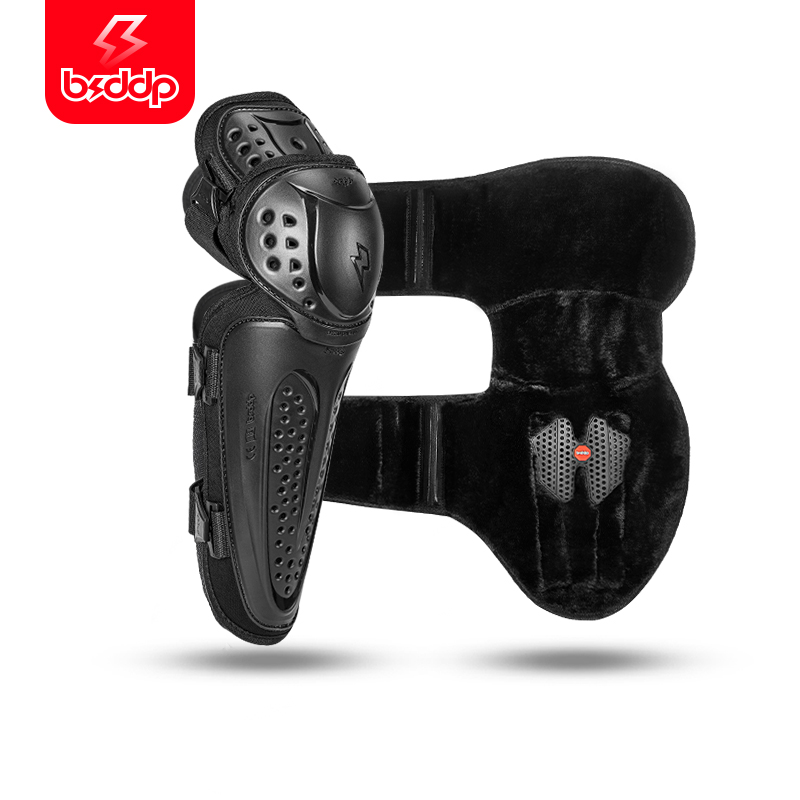 冬季骑行护膝摩托车护具可拆卸加绒保暖加厚防摔装备防风防滑四季