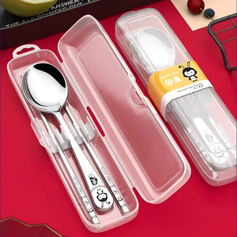 学生餐具上学专用便捷筷子勺子套装小三件套大人可爱儿童外出携带