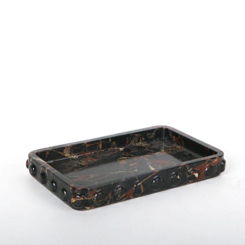 现代简约皮革不锈钢金属托盘样板间售楼处酒店客厅装饰品摆件