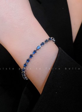 韩国轻奢蓝色水滴锆石手链个性气质时尚手环小众百搭高级感手饰女