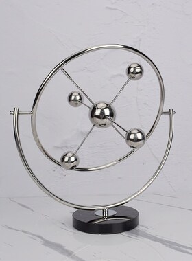 样板房玄关金属旋转仪创意软装摆件现代简约客厅电U视柜装饰品摆