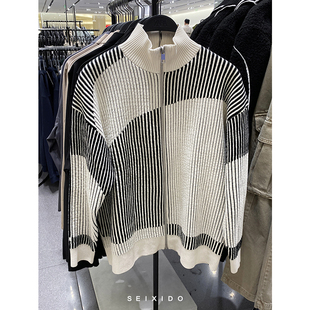 立领休闲宽松毛衣外套男4938310 条纹针织开衫 800 秋冬男装 柜429