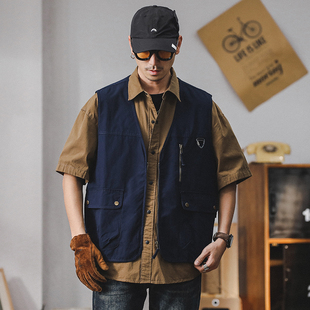 马甲宽松上衣 坎肩男背心日系户外纯棉工装 美式 街头多口袋休闲无袖