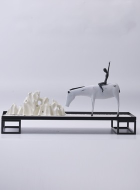 新中式茶具套装摆设样板房茶室软装饰客厅茶几花瓶售楼处组合摆件