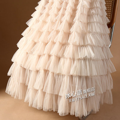 秋冬新款层层网纱裙蛋糕裙半身裙冬天配毛衣女裙子百褶裙半裙长裙