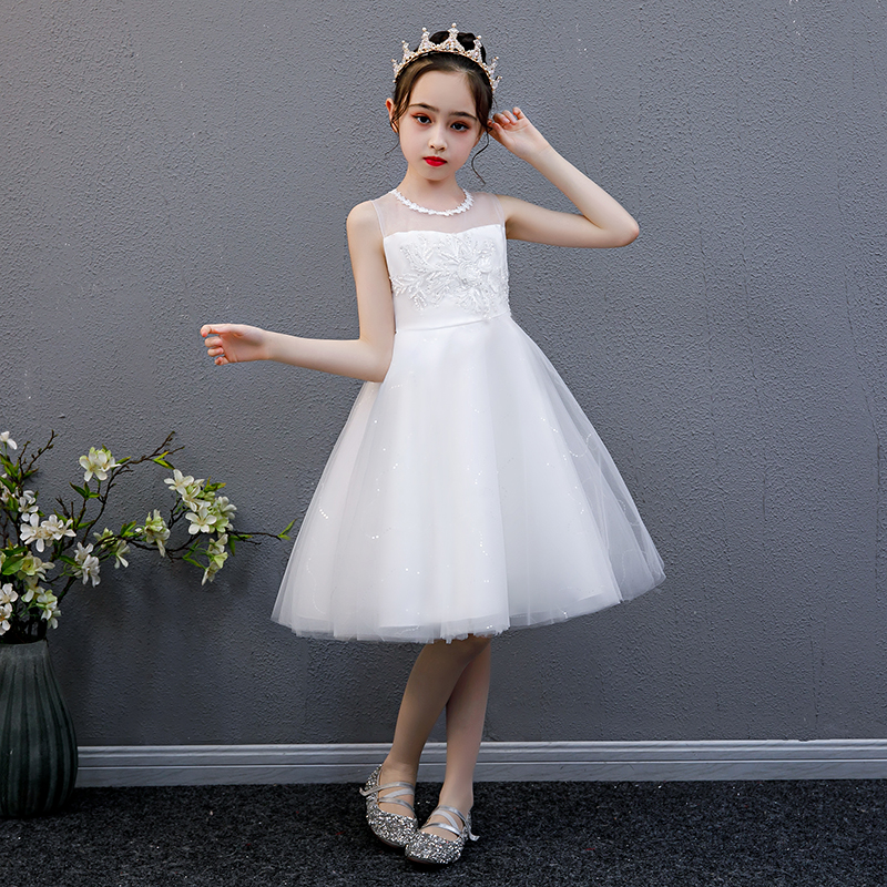 儿童礼服公主裙花童小主持人钢琴演出服女童蓬蓬纱婚纱洋气连衣裙