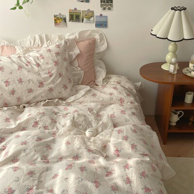 梨梦 澜音寥寥 复古小碎花40支纯棉四件套全棉床单被套床上用品