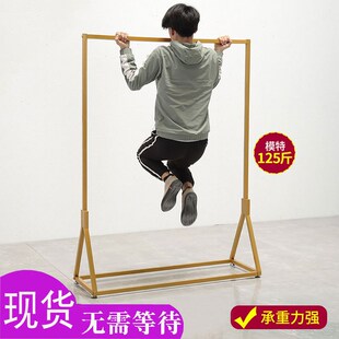 服装店展示架金色服装p架女装店货架落地式挂衣架衣服架子铁艺简
