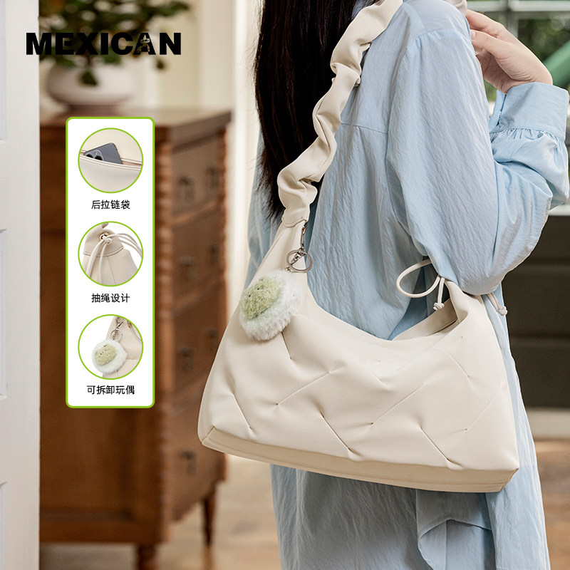 稻草人新款腋下包包秋冬慵懒氛围感褶皱云朵包菱格可爱斜挎包女包,箱包皮具/热销女包/男包,通用款女包,淘宝优惠券,粉丝福利购,淘宝优惠卷