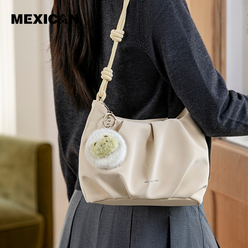 稻草人云朵慵懒手提包包女士2025新款褶皱小众设计时尚单肩斜挎包,箱包皮具/热销女包/男包,通用款女包,淘宝优惠券,粉丝福利购,淘宝优惠卷