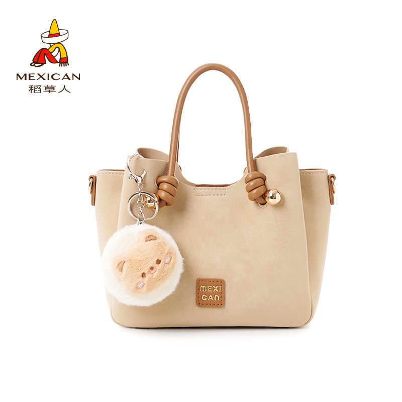 稻草人新款饺子包秋冬小众手提斜挎包百搭通勤水桶包单肩包女包