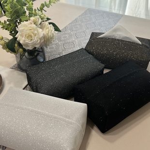 微闪布艺纸巾盒客厅高档轻奢风抽纸盒家用茶几摆件创意高级感纸