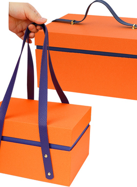 超大号礼品包装盒定制武汉高端橙色手提礼物盒空盒小批量订做logo