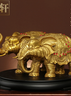 纯铜大象摆件一对铜象招客厅玄关财位吸水象特大号铜大象工艺品