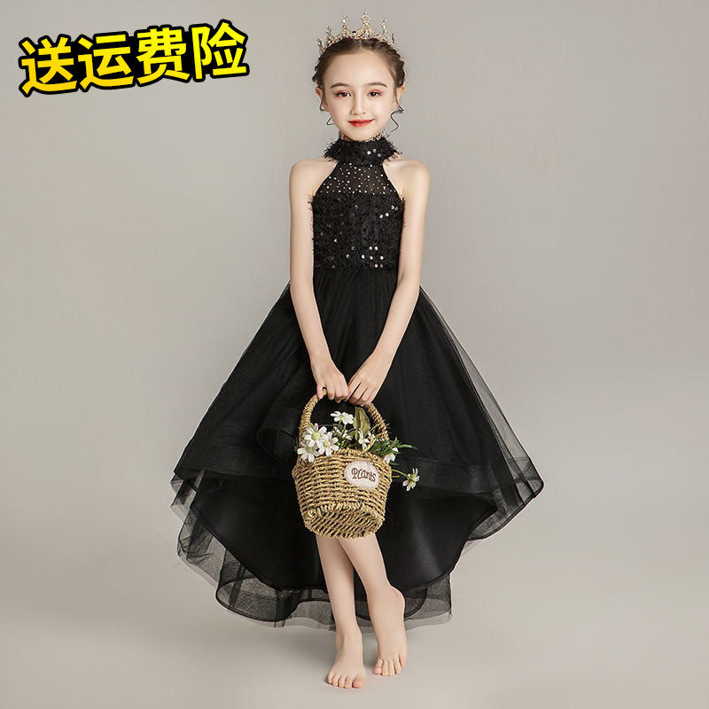 小女孩洋气走秀晚礼服春秋儿童公主裙蓬蓬纱女童主持人钢琴演出服